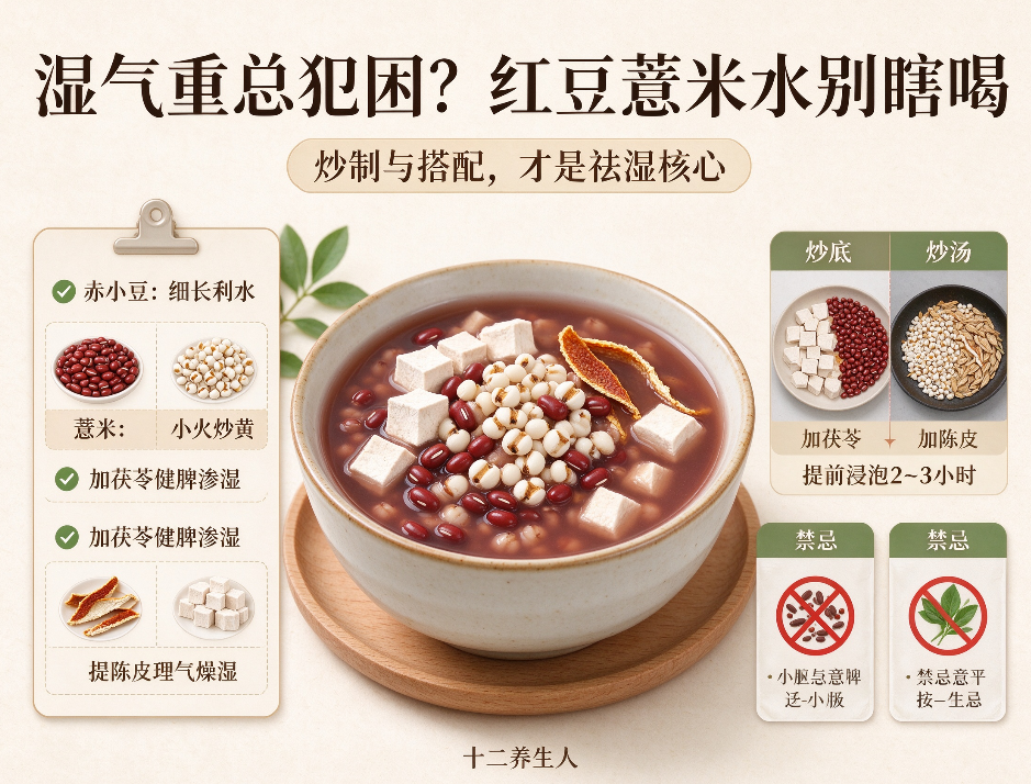 湿气重总犯困?红豆薏米水别再瞎喝,炒制与搭配才是祛湿核心